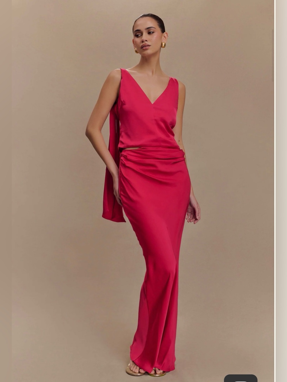 Meshki Elegant Fuchsia V-Neck Evening Skirt Set NWT